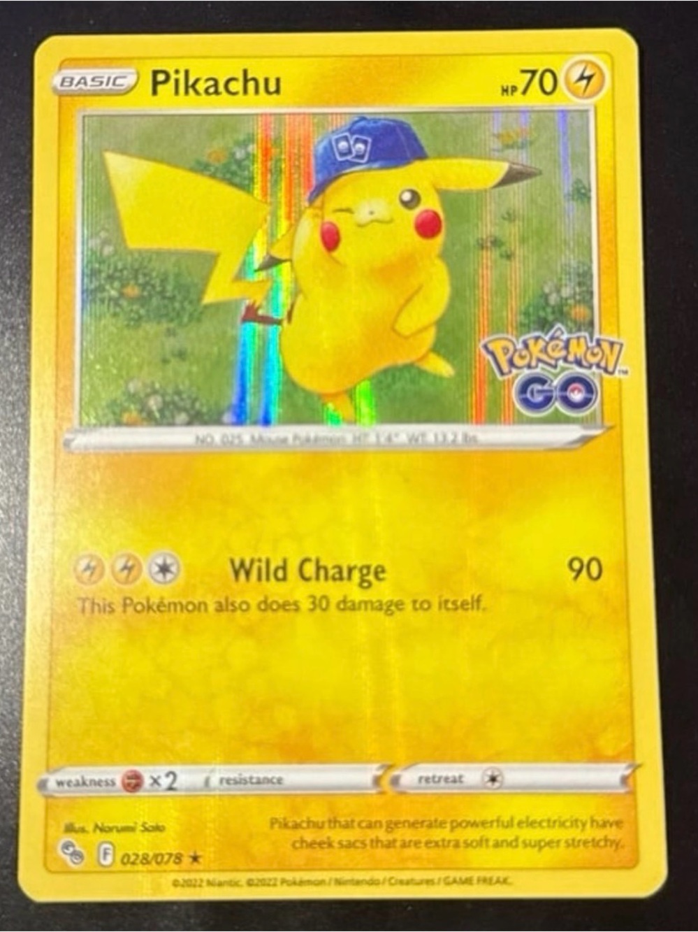 Pikachu Pokémon Go 28/78 Stamped Rare year 2022 Full art Holofoil Black Star LP